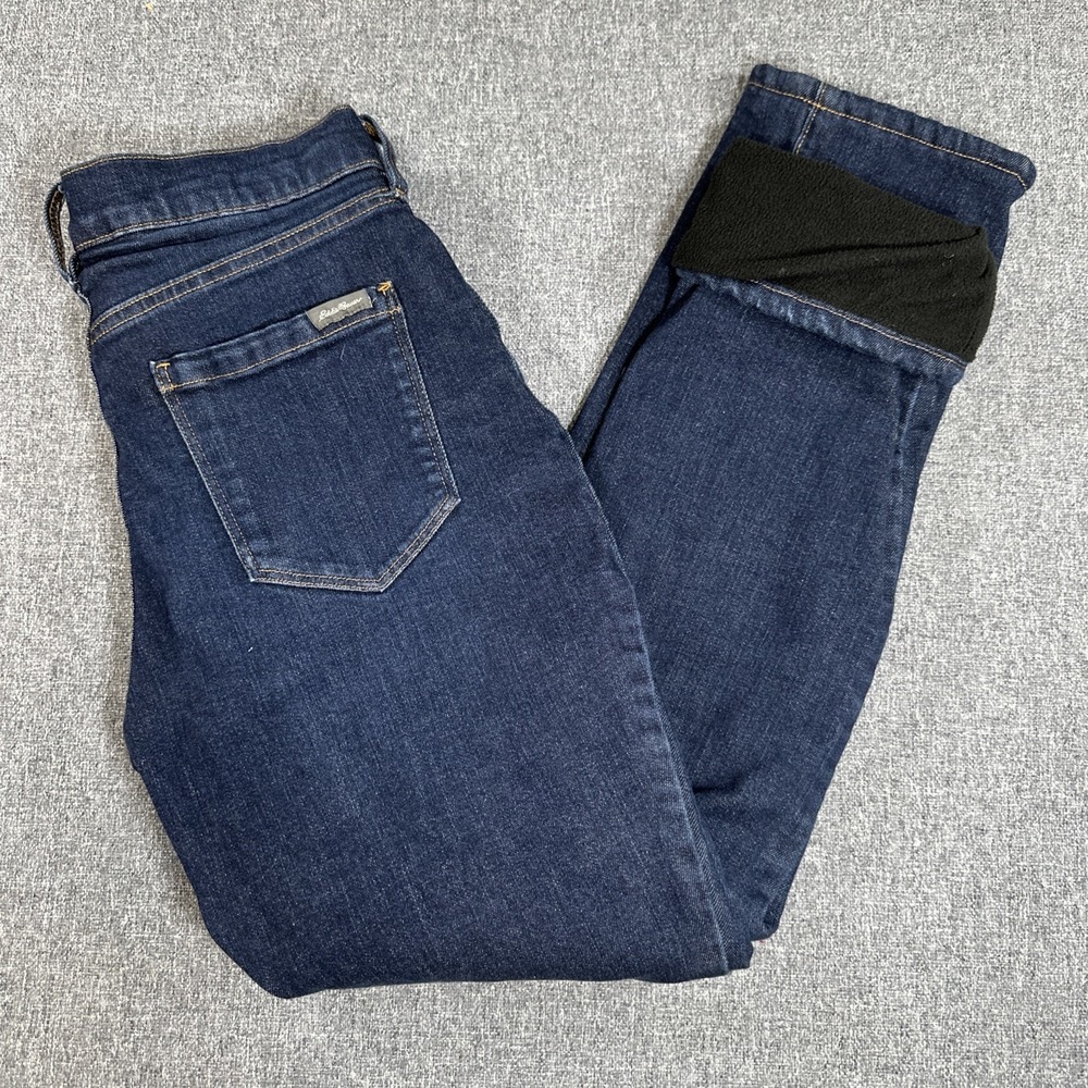 Eddie Bauer Voyager High Rise Straight Lined Jeans Womens P4 Dark Wash